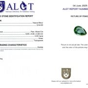 Smarald 0,33 Ct., Zambia, Certificare ALGT Antwerp Sku C