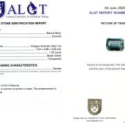 Smarald 1,03 Ct., Zambia, Certificare ALGT Antwerp Sku C
