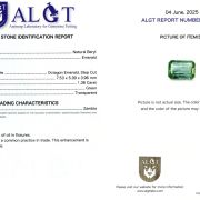Smarald 1,38 Ct., Zambia, Certificare ALGT Antwerp Sku C