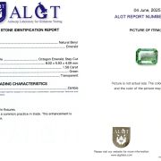 Smarald 1,58 Ct., Zambia, Certificare ALGT Antwerp Sku C