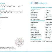 Diamant natural 0,13 ct., G, SI2, certificare HRD Antwerp