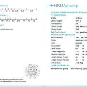 Diamant natural 0,14 ct., F, VS2, certificare HRD Antwerp