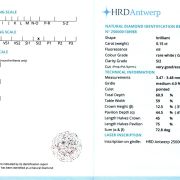 Diamant natural 0,15 ct., G, SI2, certificare HRD Antwerp