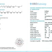 Diamant natural 0,18 ct., G, SI1, certificare HRD Antwerp