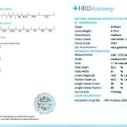 Diamant natural 0,19 ct., F, VVS1, certificare HRD Antwerp