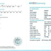 Diamant natural 0,28 ct., J, VVS2, certificare HRD Antwerp
