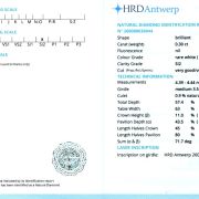 Diamant natural 0,30 ct., G, SI2, certificare HRD Antwerp