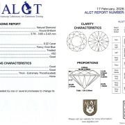 Diamant natural 0,22 ct., Fancy Vivid  Blue, VS2, certificare ALGT Antwerp