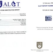 Aquamarin 19,04 ct, certificare ALGT Antwerp
