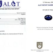 Safir natural 0,59 ct., certificare ALGT Antwerp