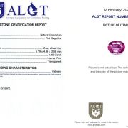 Safir natural 0,60 ct., Vietnam, ALGT Antwerp
