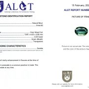 Smarald natural 0,33 ct., Zambia, certificare ALGT Antwerp