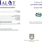 Smarald natural 0,42 ct., Zambia, certificare ALGT Antwerp