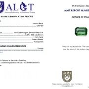 Smarald natural 0,45 ct., Zambia, certificare ALGT Antwerp