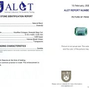 Smarald natural 0,69 ct., Zambia, certificare ALGT Antwerp
