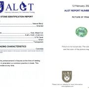 Smarald natural 0,74 ct., Columbia, certificare ALGT Antwerp