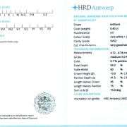Diamant natural 0,40 ct., F, VVS2, certificare HRD Antwerp