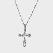 Pandantiv cruce 1,33 gr. aur alb 18k cu diamant