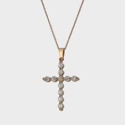Pandantiv cruce aur roz 18k cu diamante