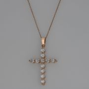 Pandantiv cruce aur roz 18k