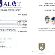 Cercei din aur galben si alb 18k, cu safire Ceylon si diamante