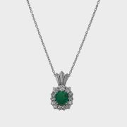 Pandantiv din aur alb 18k, cu smarald Columbia si diamante
