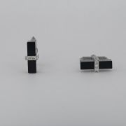 Butoni din aur alb 18k, cu onix si diamante