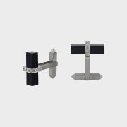 Butoni din aur alb 18k, cu onix si diamante