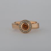 Inel din aur roz 18k cu diamante orange si brown