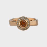 Inel din aur roz 18k cu diamante orange si brown