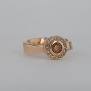 Inel din aur roz 18k cu diamante orange si brown