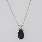 Pandantiv din aur alb 14k, cu turmalin si diamante, 2,67 grame