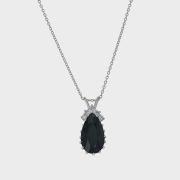 Pandantiv din aur alb 14k, cu turmalin si diamante, 2,67 grame