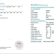 Diamant natural 0,70 ct., H, VVS1, certificare HRD Antwerp